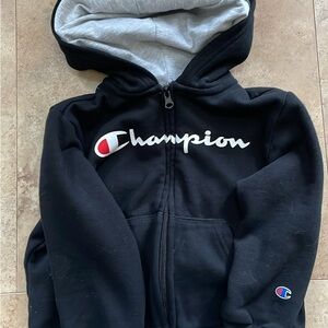 Champion Black and Gray Zip-Up Hoodie Sweatshirt